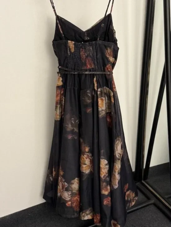 Zimmermann Floral Maxi Dress Black Cutout Belted Chic - Picture 4 of 12